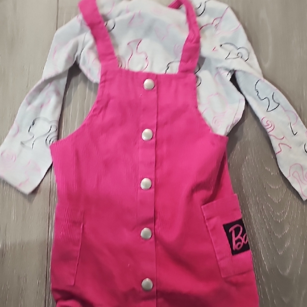 Pink Corduroy Dress with Long Sleeve Top